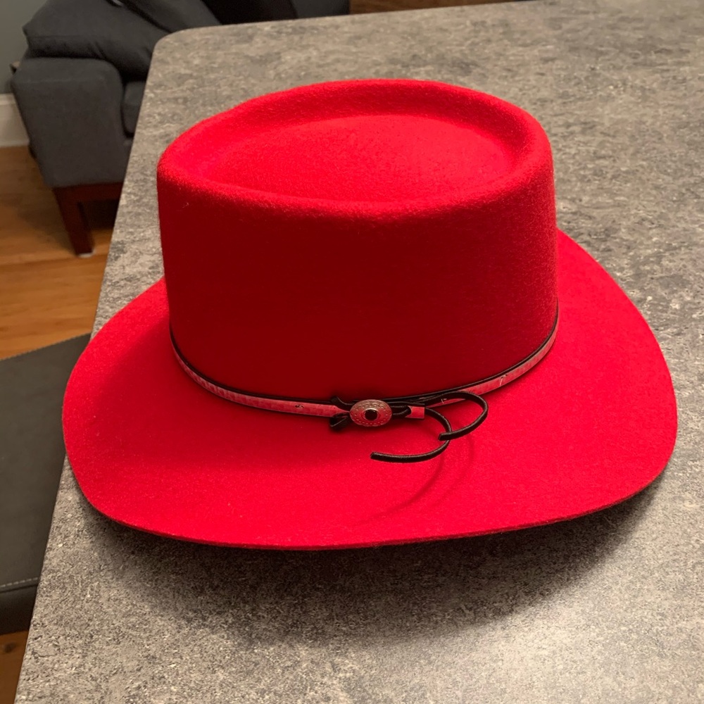 Beautiful red felt cowboy hat